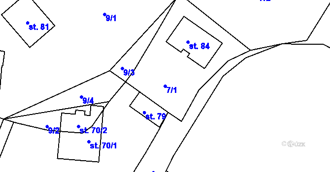 Parcela st. 7/1 v KÚ Čechůvky, Katastrální mapa