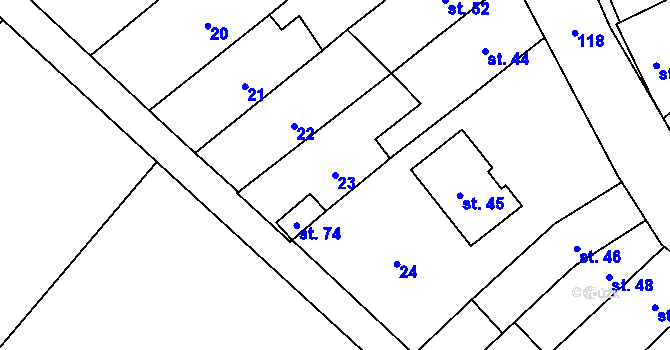 Parcela st. 23 v KÚ Čechůvky, Katastrální mapa