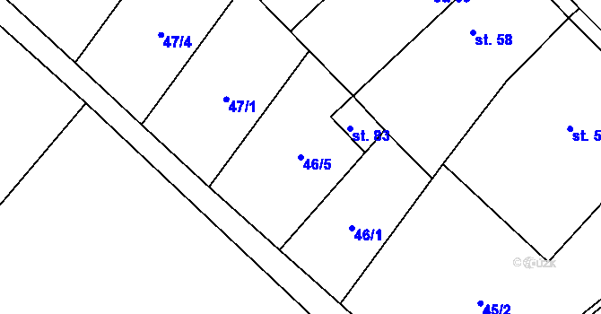 Parcela st. 46/5 v KÚ Čechůvky, Katastrální mapa