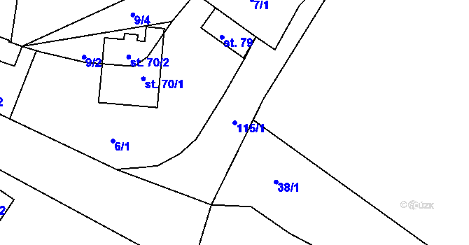 Parcela st. 115/1 v KÚ Čechůvky, Katastrální mapa