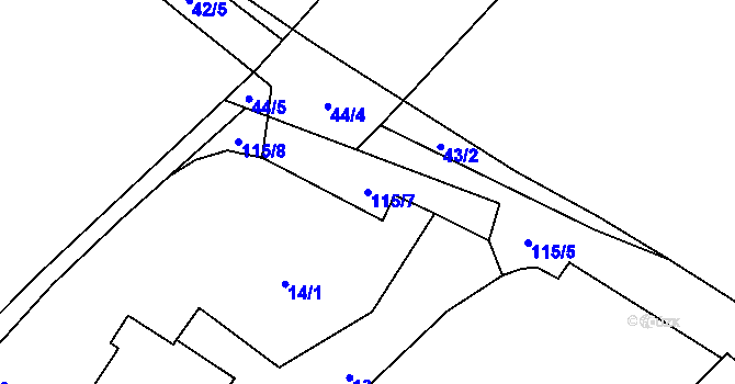 Parcela st. 115/7 v KÚ Čechůvky, Katastrální mapa