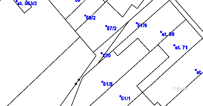 Parcela st. 120 v KÚ Čechůvky, Katastrální mapa