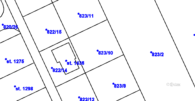Parcela st. 823/10 v KÚ Vrahovice, Katastrální mapa