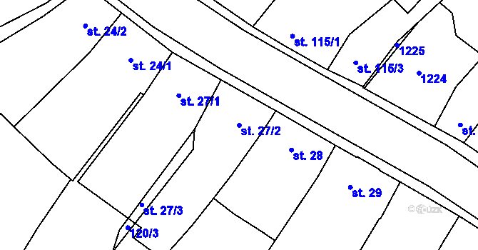 Parcela st. 27/2 v KÚ Vrahovice, Katastrální mapa