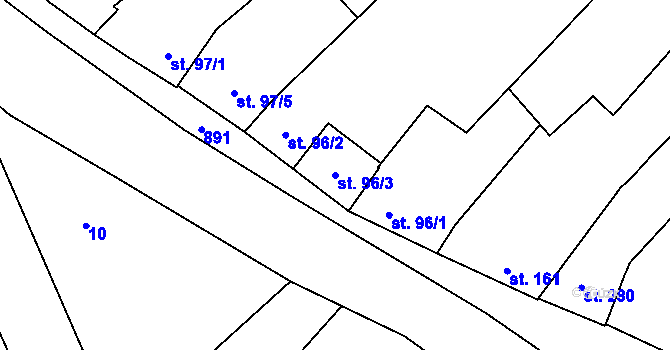 Parcela st. 96/3 v KÚ Vrahovice, Katastrální mapa
