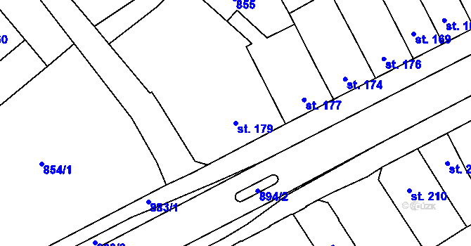 Parcela st. 179 v KÚ Vrahovice, Katastrální mapa