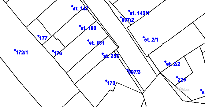 Parcela st. 253 v KÚ Vrahovice, Katastrální mapa