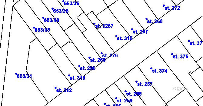Parcela st. 276 v KÚ Vrahovice, Katastrální mapa