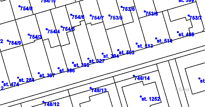 Parcela st. 394 v KÚ Vrahovice, Katastrální mapa