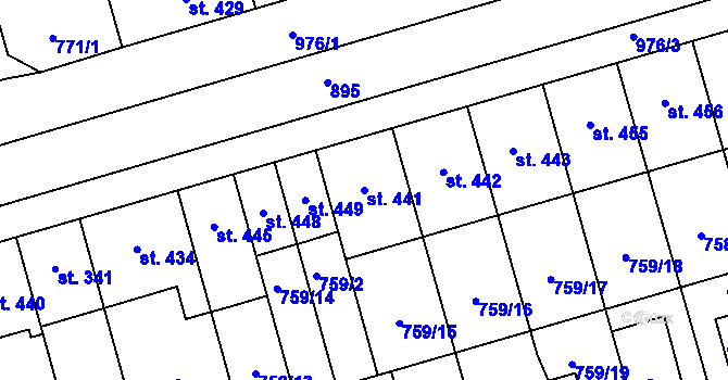 Parcela st. 441 v KÚ Vrahovice, Katastrální mapa