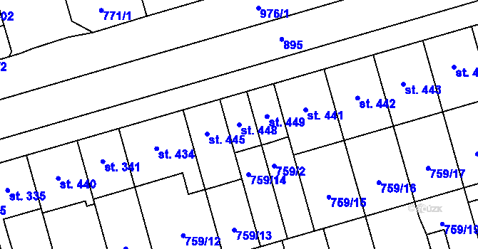 Parcela st. 448 v KÚ Vrahovice, Katastrální mapa
