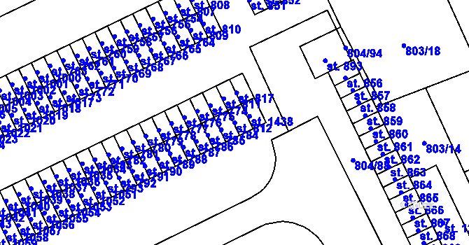 Parcela st. 812 v KÚ Vrahovice, Katastrální mapa