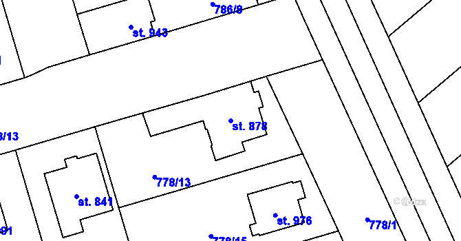 Parcela st. 878 v KÚ Vrahovice, Katastrální mapa