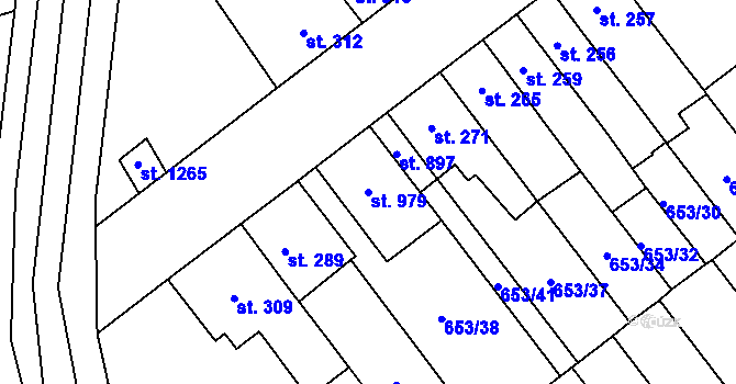 Parcela st. 979 v KÚ Vrahovice, Katastrální mapa