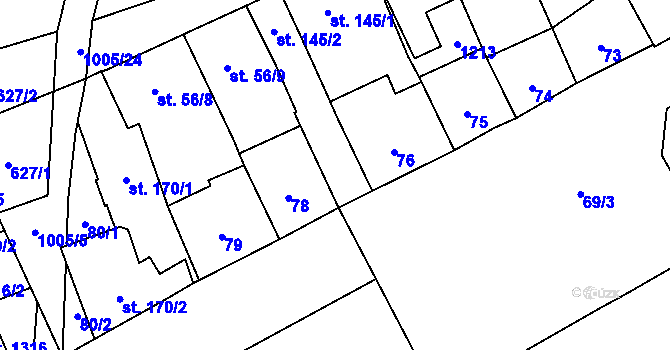 Parcela st. 77 v KÚ Vrahovice, Katastrální mapa