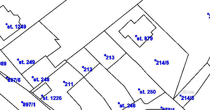 Parcela st. 213 v KÚ Vrahovice, Katastrální mapa