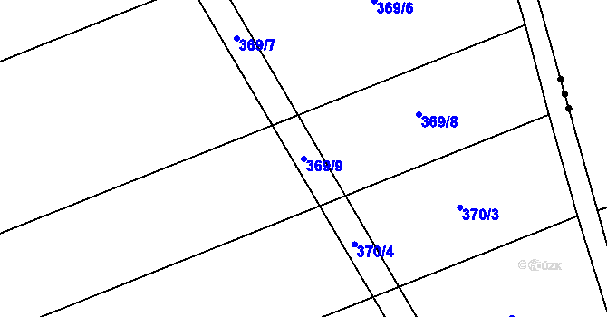 Parcela st. 369/9 v KÚ Vrahovice, Katastrální mapa
