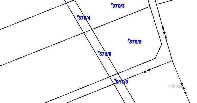 Parcela st. 370/6 v KÚ Vrahovice, Katastrální mapa