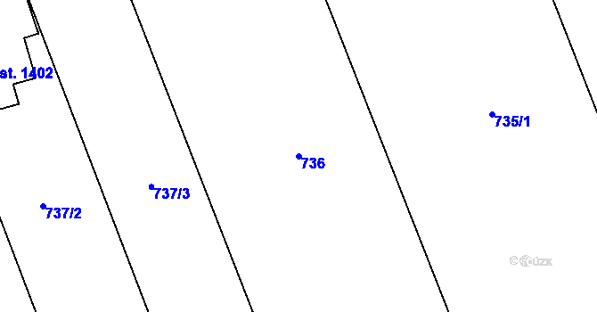 Parcela st. 736 v KÚ Vrahovice, Katastrální mapa