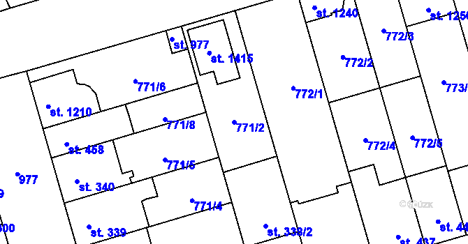 Parcela st. 771/2 v KÚ Vrahovice, Katastrální mapa