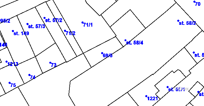 Parcela st. 69/5 v KÚ Vrahovice, Katastrální mapa