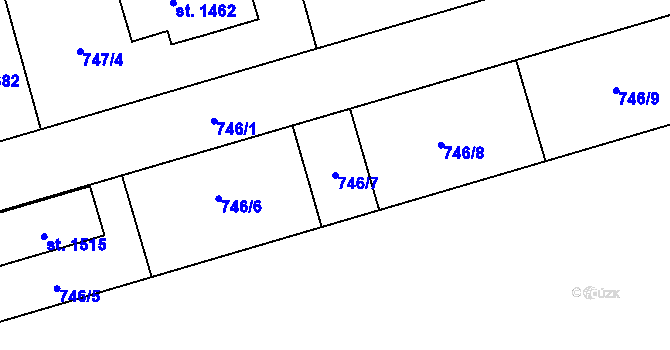 Parcela st. 746/7 v KÚ Vrahovice, Katastrální mapa