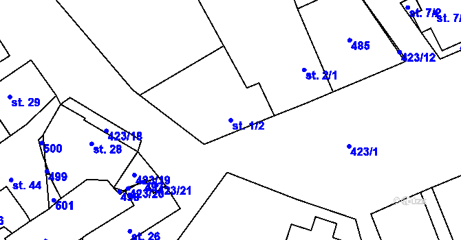 Parcela st. 1/2 v KÚ Mlčechvosty, Katastrální mapa
