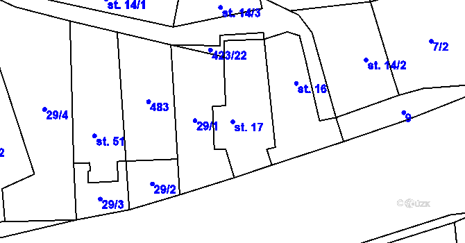 Parcela st. 17 v KÚ Mlčechvosty, Katastrální mapa