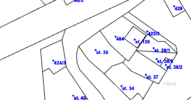 Parcela st. 35 v KÚ Mlčechvosty, Katastrální mapa