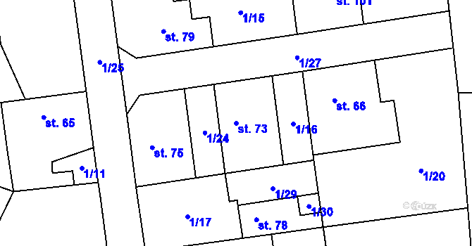 Parcela st. 73 v KÚ Mlčechvosty, Katastrální mapa