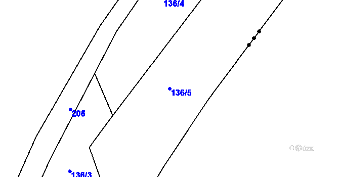 Parcela st. 136/5 v KÚ Vraňany, Katastrální mapa