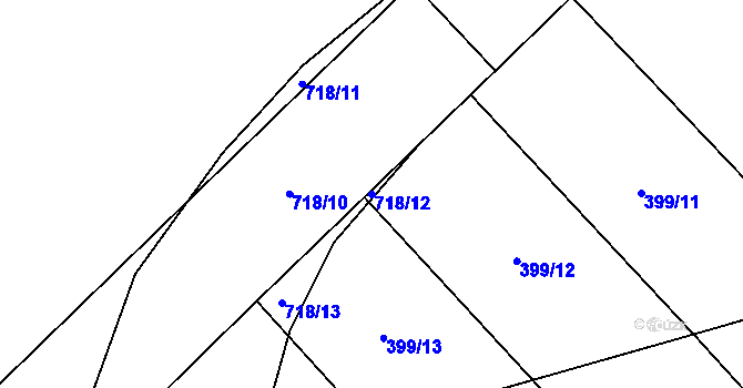 Parcela st. 718/12 v KÚ Vraňany, Katastrální mapa