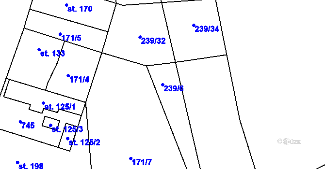 Parcela st. 239/6 v KÚ Vraňany, Katastrální mapa