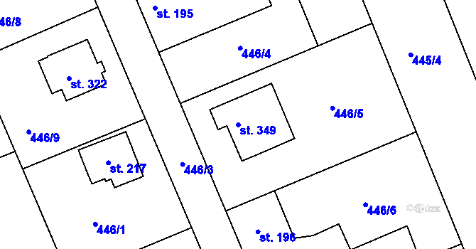 Parcela st. 349 v KÚ Vraňany, Katastrální mapa
