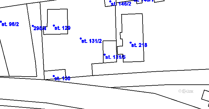 Parcela st. 131/5 v KÚ Vraňany, Katastrální mapa