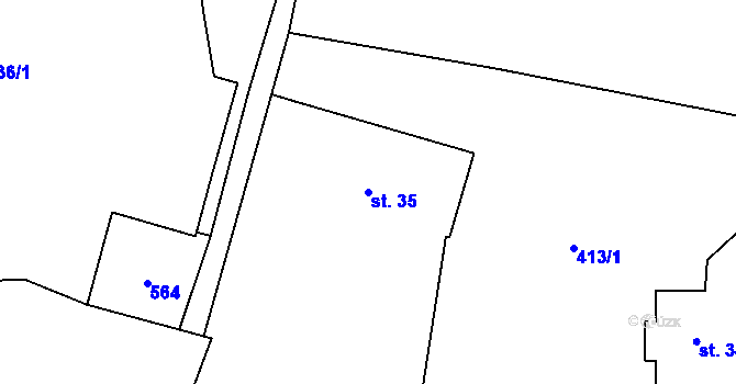 Parcela st. 35 v KÚ Mýšlovice, Katastrální mapa