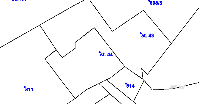 Parcela st. 44 v KÚ Mýšlovice, Katastrální mapa
