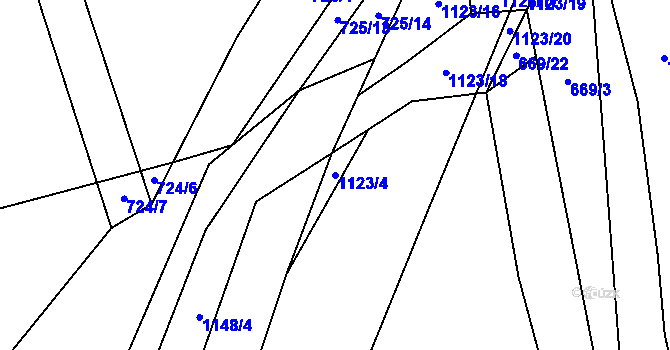 Parcela st. 1123/4 v KÚ Mýšlovice, Katastrální mapa