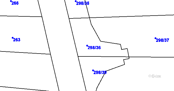 Parcela st. 298/36 v KÚ Mýšlovice, Katastrální mapa