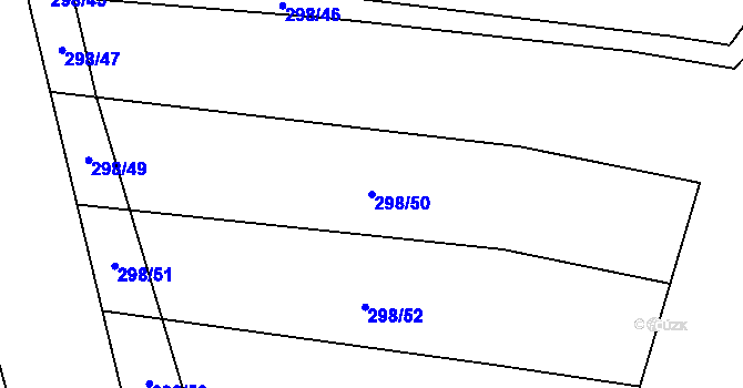 Parcela st. 298/50 v KÚ Mýšlovice, Katastrální mapa