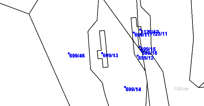 Parcela st. 699/13 v KÚ Mýšlovice, Katastrální mapa