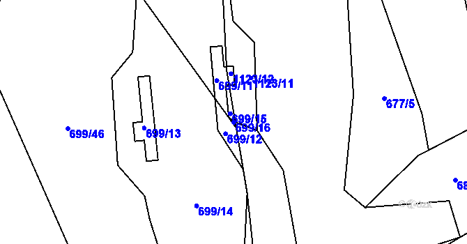 Parcela st. 699/16 v KÚ Mýšlovice, Katastrální mapa