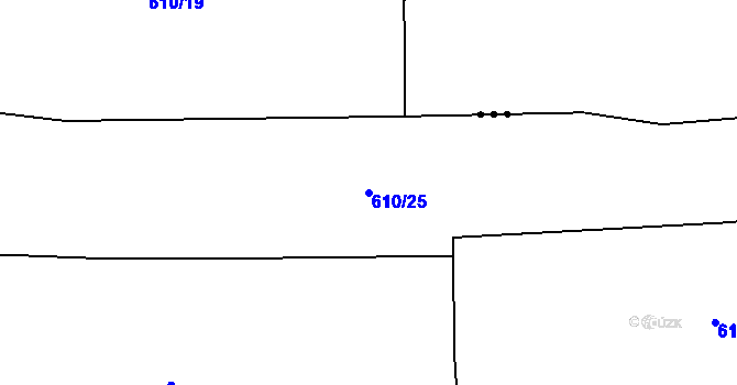 Parcela st. 610/25 v KÚ Mýšlovice, Katastrální mapa