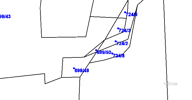 Parcela st. 699/50 v KÚ Mýšlovice, Katastrální mapa