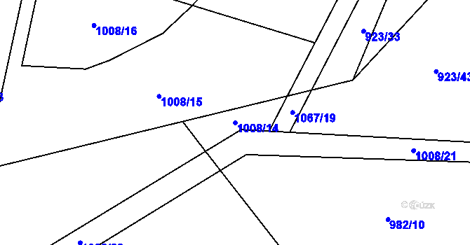 Parcela st. 1008/14 v KÚ Mýšlovice, Katastrální mapa