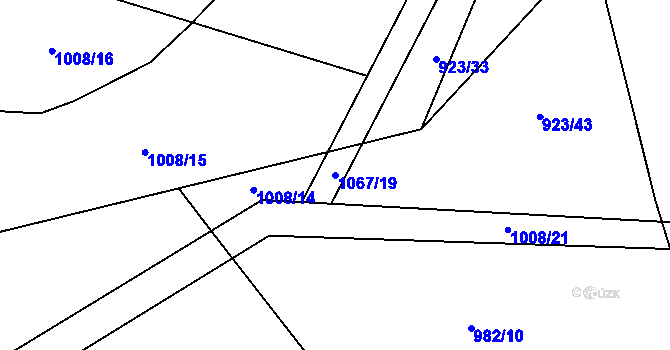 Parcela st. 1067/19 v KÚ Mýšlovice, Katastrální mapa