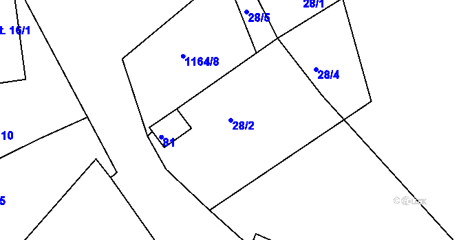 Parcela st. 28/2 v KÚ Těchařovice, Katastrální mapa