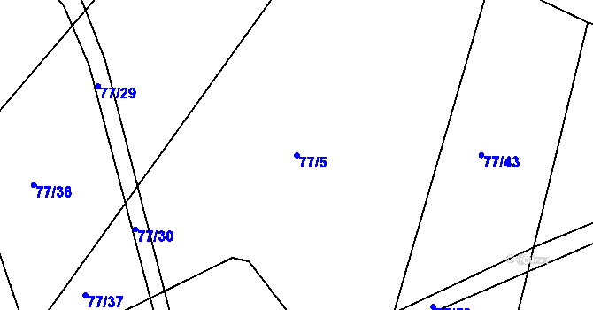 Parcela st. 77/5 v KÚ Těchařovice, Katastrální mapa