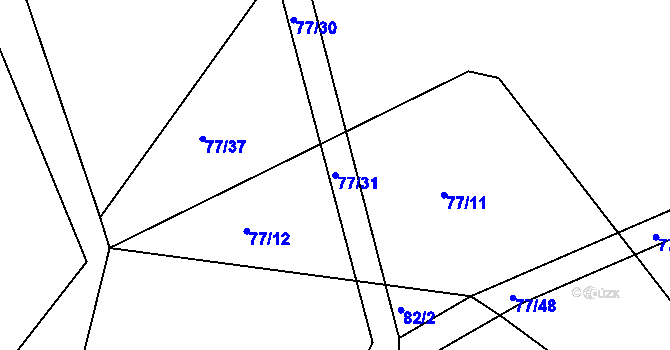 Parcela st. 77/31 v KÚ Těchařovice, Katastrální mapa