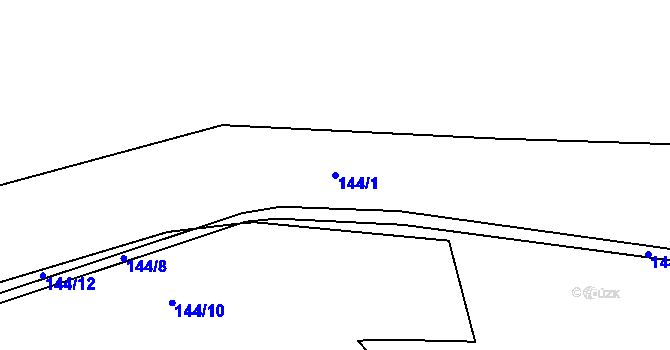 Parcela st. 144/1 v KÚ Těchařovice, Katastrální mapa